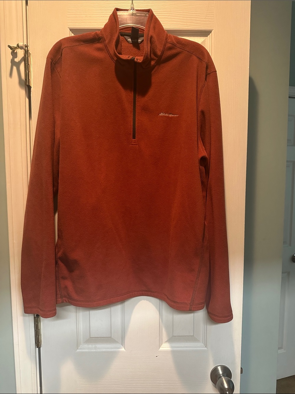 Eddie Bauer Men’s Lightweight Quarter-Zip Jacket in Rust Orange